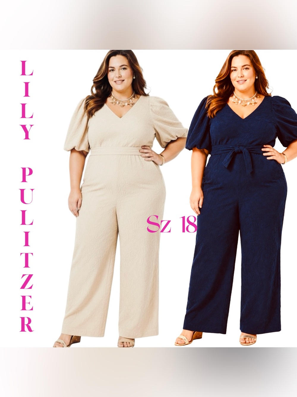 Lilly Pulitzer KIRRABELLE JUMPSUIT, TRUE NAVY PINEAPPLE PUCKER JACQUARD SZ18